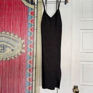 Forever 21 Black Paisley Slit Dress